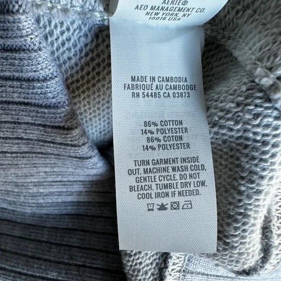 Aerie Sweater Cardigan Oversized V-Neck Button Front French Terry Grey Size XS - Picture 7 of 9